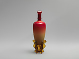 “Morgan Vase” and stand, Hobbs, Brockunier and Company American, Peachblow glass, blown; amber glass, pressed, American