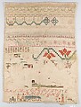 Sampler, Silk on linen and beadwork, Mexican
