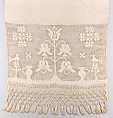 Show Towel, Susanna Martin, Linen embroidered with cotton (?), American