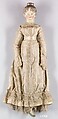 Doll, Painted wood, silk, muslin, American