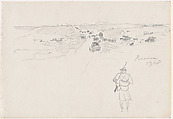Road at Péronne, John Singer Sargent (American, Florence 1856–1925 London), Graphite on off-white wove paper, American