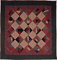 Quilt, Crazy pattern, Silk, silk velvet, and wool, American