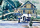 Railroad Crossing, The Berkshires, George Luks (American, Williamsport, Pennsylvania 1866–1933 New York), Watercolor and pencil on paper, American