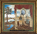 Hector Taking Leave of His Family, Lucy C. Huntington (1794–1818), Silk embroidered with silk and metallic threads, sequins, watercolor, American
