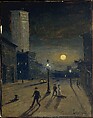 New York at Night, Louis Michel Eilshemius  American, Oil on cardboard, mounted on Masonite, American