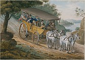Travel by Stagecoach Near Trenton, New Jersey, Pavel Petrovich Svinin (1787/88–1839), Watercolor, gouache, and pen and ink on off-white wove paper, American