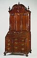 Desk and bookcase, Mahogany, chestnut, white pine, yellow pine, yellow poplar, cedar; brass, American