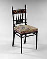 Chair, Herter Brothers (German, active New York, 1864–1906), Ebonized cherry, marquetry of lighter woods, gilding, American