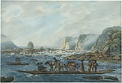 A Ferry Scene on the Susquehanna at Wright's Ferry, near Havre de Grace, Pavel Petrovich Svinin (1787/88–1839), Watercolor, gouache, and black chalk on white wove paper, American