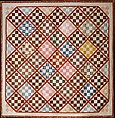 Quilt, Nine Patch pattern variation, Rebecca Davis, Cotton, American