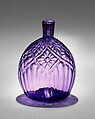 Pocket bottle, American Flint Glass Manufactory  American, Blown pattern-molded glass, American