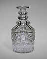 Decanter, Bakewell, Page & Bakewell (1808–1882), Blown and cut glass; clay cameo, American
