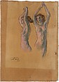 Nude Studies, Arthur B. Davies (American, Utica, New York 1862–1928 Florence), Pastel and black chalk on oiled brown paper, American