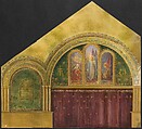 Design for chancel with Noli Me Tangere window, First Presbyterian Church, Lake Forest, Illinois, Louis C. Tiffany (American, New York 1848–1933 New York), Watercolor, gouache, photograph, collage, pen and colored inks, graphite, American