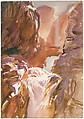 Mountain Torrent, John Singer Sargent (American, Florence 1856–1925 London), Watercolor, graphite, and wax crayon on white wove paper, American