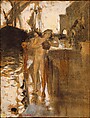 The Balcony, Spain [and] Two Nude Bathers Standing on a Wharf, John Singer Sargent  American, Oil on wood, American
