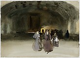 Women Approaching, John Singer Sargent (American, Florence 1856–1925 London), Watercolor and graphite on white wove paper, American