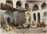 Market Place, John Singer Sargent (American, Florence 1856–1925 London), Watercolor, gouache, and graphite on white wove paper, American