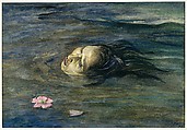 The Strange Thing Little Kiosai Saw in the River, John La Farge (American, New York 1835–1910 Providence, Rhode Island), Watercolor and gouache on Japanese tissue laid down on white wove paper, American