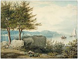 Weehawken from Turtle Grove, William James Bennett (American, London 1787–1844 New York), Watercolor and graphite on off-white wove paper, American
