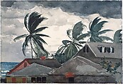 Hurricane, Bahamas, Winslow Homer (American, Boston, Massachusetts 1836–1910 Prouts Neck, Maine), Watercolor and graphite on off-white wove paper, American