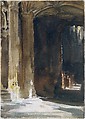 Cathedral Interior, John Singer Sargent (American, Florence 1856–1925 London), Watercolor and graphite on white wove paper, American