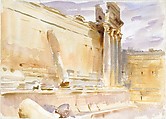 Temple of Bacchus, Baalbek, John Singer Sargent (American, Florence 1856–1925 London), Watercolor and graphite on white wove paper, American