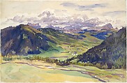 Open Valley, Dolomites, John Singer Sargent (American, Florence 1856–1925 London), Watercolor and gouache on white wove paper, American