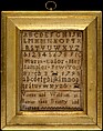 Embroidered Sampler, Maria Lalor, Silk embroidery on linen, American