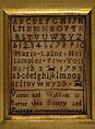 Embroidered Sampler, Maria Lalor, Silk embroidery on linen, American