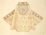 Design for vestment, Louis C. Tiffany (American, New York 1848–1933 New York), Watercolor, metallic ink, and graphite on paper-faced artist's board, American