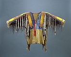 Leadership Shirt, Native-tanned skin, pigment, quill, hair, ermine, feathers, silk, Arikara