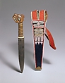 Knife, Wood, metal, abalone shell, ivory, Native-tanned skin, Tlingit