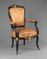 Armchair, Auguste-Emile Rinquet-Leprince (1801–1886), Applewood or pearwood, ebonized walnut, beech, and gilt bronze mounts, American or French