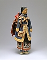 Mother-and-Child Doll, Corn husk, cotton, wool, Native-tanned skin, glass, silk, Seneca