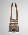 Bag, Native-tanned skin, quill, wool, pigment, Potawatomi or Menominee