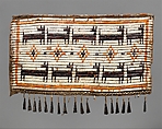 Cradleboard Cover Panel, Native-tanned skin, birchbark, quill, metal, Eastern Sioux