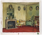 Interior, Walter Gay (American, 1856–1937), Watercolor, gouache, and graphite on off-white wove paper, American