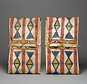 Pair of Parfleches, Rawhide, pigment, Native-tanned skin ties, Brulé Sioux