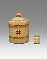 Lidded Basket, Beach grass, silk, Aleut