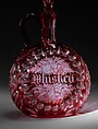 Decanter, George Franklin Lapham (1836–80s), Blown, cut, and engraved glass, American