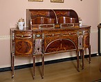 Sideboard, Mahogany, satinwood, silver, copper, verre églomisé with yellow poplar, white pine, mahogany, American