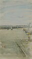 Scene on the Mersey, James McNeill Whistler (American, Lowell, Massachusetts 1834–1903 London), Watercolor and gouache on white wove paper, American