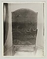 Easy Chair, Upholstered by Caleb Gardner Jr. (American, 1729–1801), Walnut, maple; wool on linen ground (front panel), wool and silk on linen ground (back panel), silk and cotton tape, silk and wool tape, American