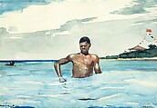 The Bather, Winslow Homer (American, Boston, Massachusetts 1836–1910 Prouts Neck, Maine), Watercolor and graphite on off-white wove paper, American