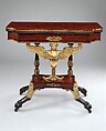 Card table, Charles-Honoré Lannuier (France 1779–1819 New York), Mahogany veneer, white pine, yellow poplar, gilded gesso, vert antique, and gilded brass, American