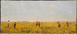 Pushing for Rail, Thomas Eakins (American, Philadelphia, Pennsylvania 1844–1916 Philadelphia, Pennsylvania), Oil on canvas, American