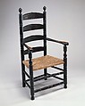 Slat-back Armchair, Maple, hickory, black paint, American