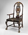 Masonic Armchair, Painted mahogany, maple; horsehair, linen, upholstery foundation (original), American