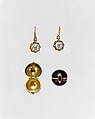 Pair of Earrings with Snap-on Covers, Gold, diamond, and enamel, American